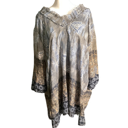 Maggie Barnes Blouse Women’s Size 2X – Boho, Flowy, Mixed Print