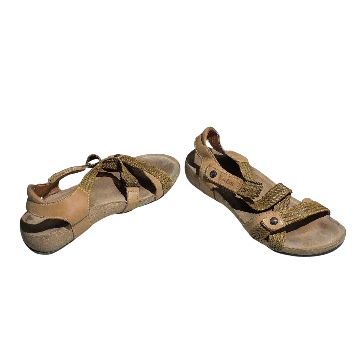 Taos Strappy Wedge Sandals Women Size 8-8.5 Beige Tan — Boho, Comfort, Casual