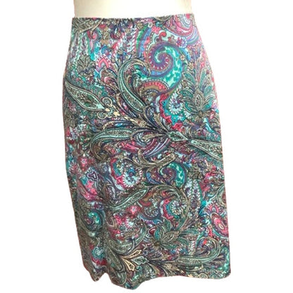 Talbots Petite Multicolor Paisley Skirt, Size 6P - Colorful, Vibrant, Casual