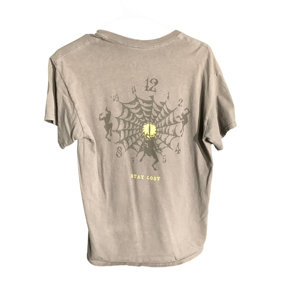 Empyre Men's M Light Gray Stay Lost Spiderweb Clock Graphic T-Shirt