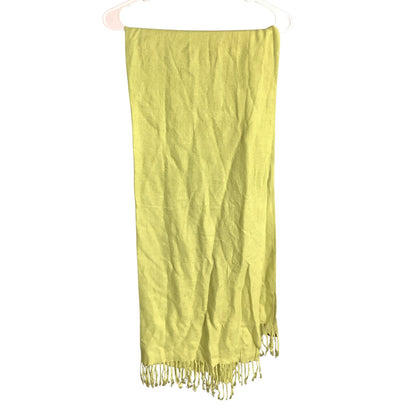 Pashmina Lime Green 70% Cashmere Woven Scarf Wrap — Boho, Classic, Chic