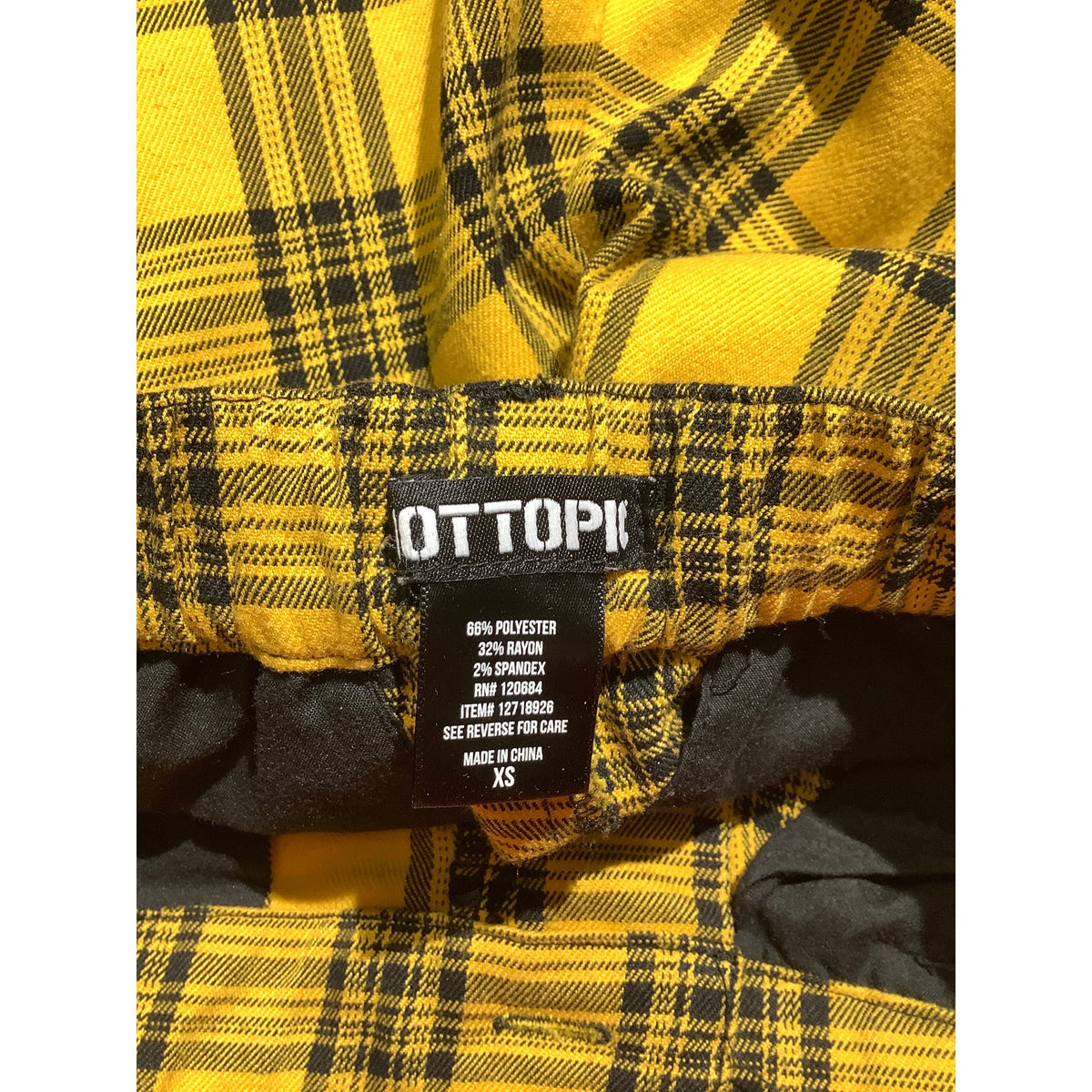 Hot Topic Women's XS Yellow Plaid Cropped Ankle Punk Goth Y2K Pants