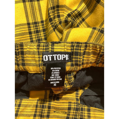 Hot Topic Women's XS Yellow Plaid Cropped Ankle Punk Goth Y2K Pants