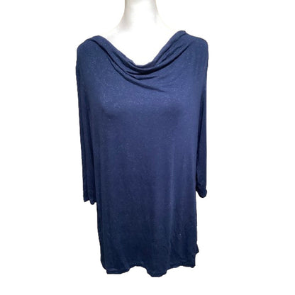 Soma Blue Glittery 3/4 Sleeve Top, Size L - Lounge, Cozy, Sparkly