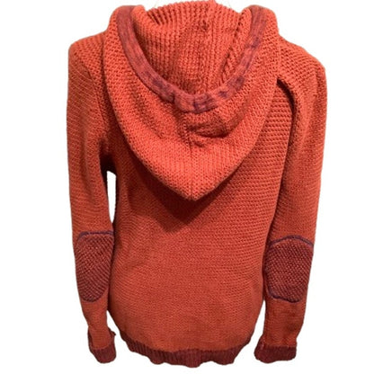 Natural Reflections Orange & Purple Hoodie Sweater M - Boho, Cozy, Patchwork