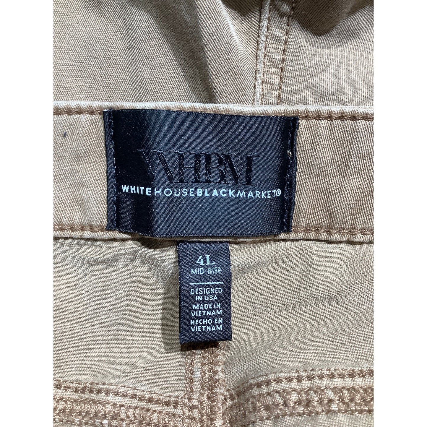 White House Brown Straight Crop Pants Women 4 Long — Mid-Rise, Stretch, Casual