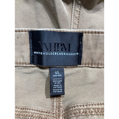 White House Brown Straight Crop Pants Women 4 Long — Mid-Rise, Stretch, Casual