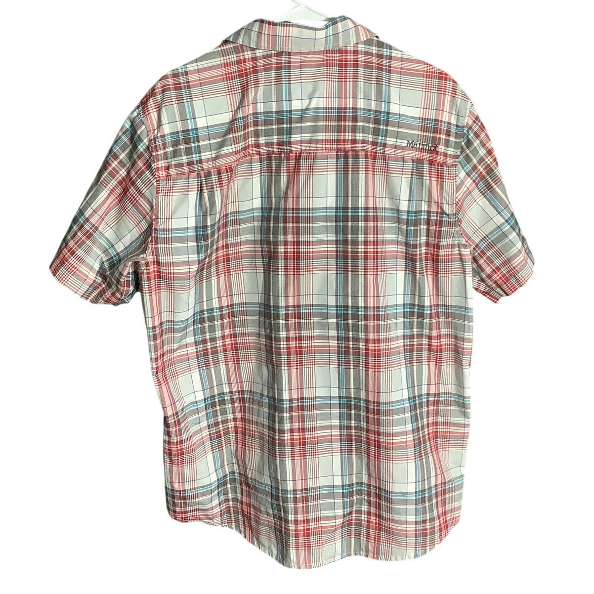 Marmot Red Gray Plaid Button Down Shirt Men’s L — Outdoor, Hiking, Gorpcore