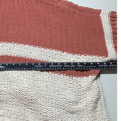 POL Oversized Knit Hoodie Sweater Women S/M — Chunky, Colorblock, Boho