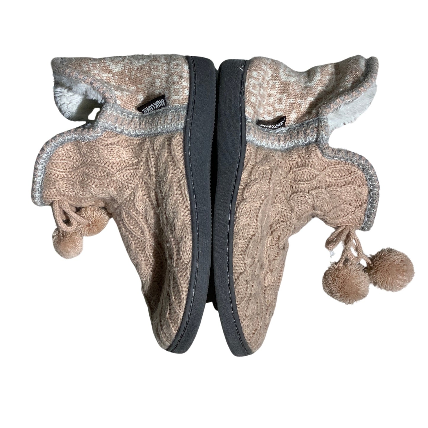 Muk Luks Amira Bootie Slippers Light Pink Women’s 7–8 M — Cozy, Knit, Plush