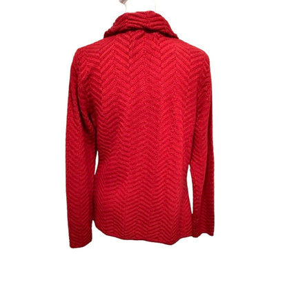 Norm Thompson Red Merino Wool Blend Cardigan Small - Classic, Cozy, Timeless