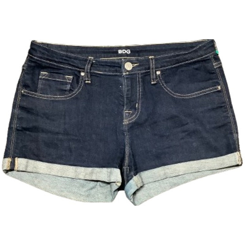 BDG Mid-Rise Dark Wash Cuffed Shorts, Size 29W – Casual, Summer, Streetwear