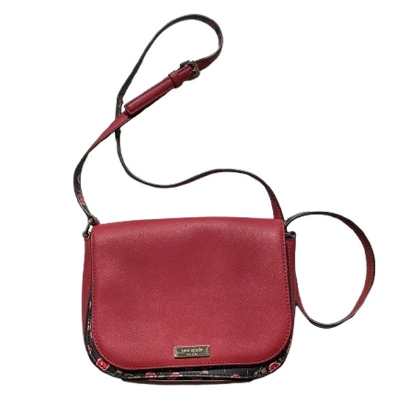 Kate Spade Crossbody Purse – Red, Floral Strap, Leather, Compact