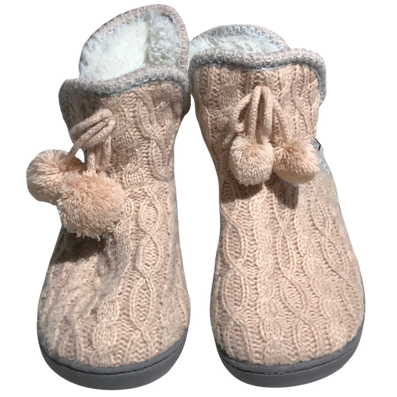 Muk Luks Amira Bootie Slippers Light Pink Women’s 7–8 M — Cozy, Knit, Plush