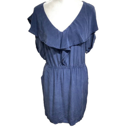 Jack and Ginger Navy Blue Silk Dress, Size M – Preppy, Coquette, Fairycore