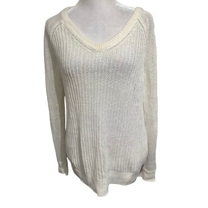 Loft Cream Linen Knit Sweater, Size S – Minimalist, Cozy, Lightweight