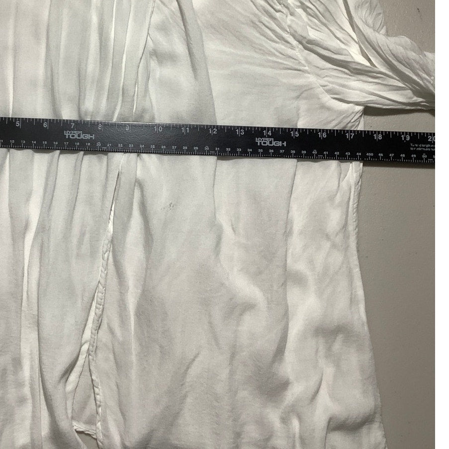 Bella Dahl White Button Front Blouse Women M — Collared, Open Back, Lightweight