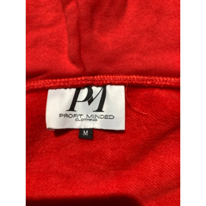 Profit Minded Men's M Red Social Security Zip Up Hoodie Streetwear