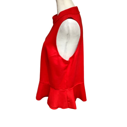 Anthropologie Bright Red Sleeveless Baby Doll Top L Office Siren, Chic, Elegant