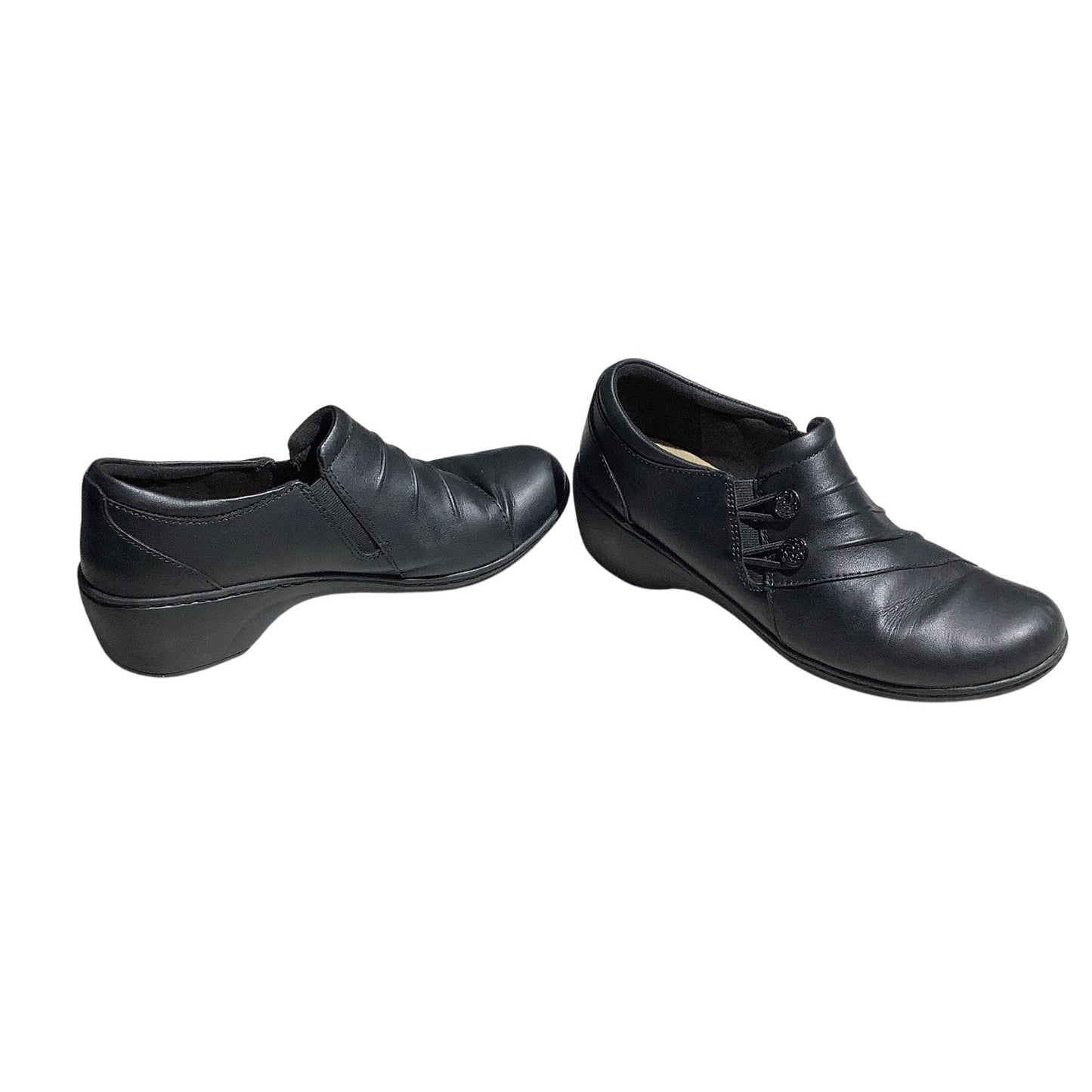 Clarks  Leather Slip-On Shoes Women’s 10 — Comfort, Casual, Button Accent