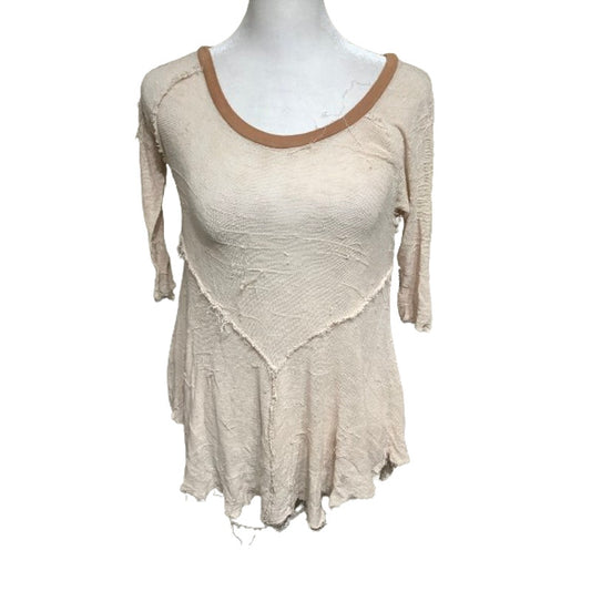 Intimately Free People Beige 3/4 Sleeve Top, Size S - Boho, Casual, Feminine