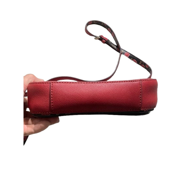 Kate Spade Crossbody Purse – Red, Floral Strap, Leather, Compact