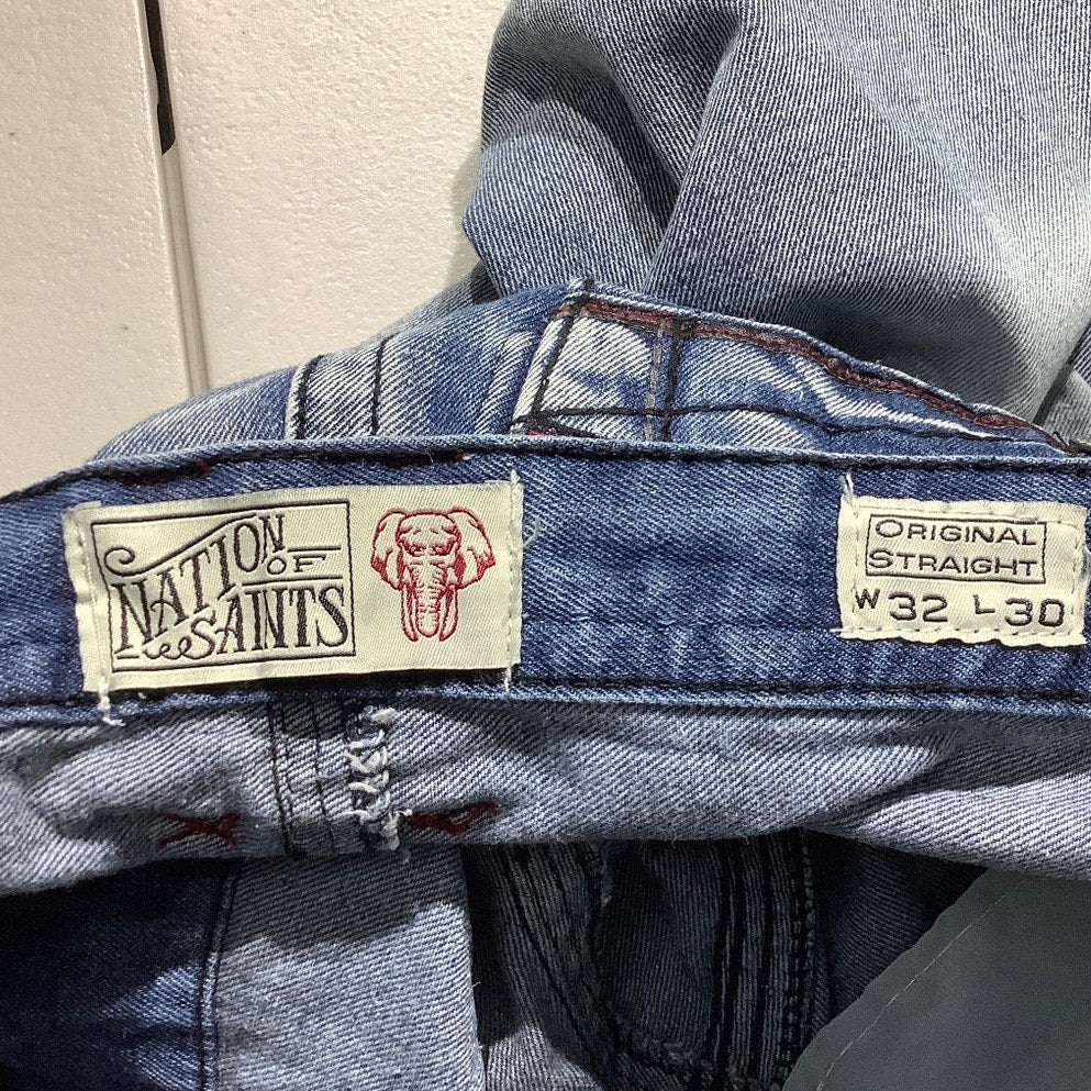 Nation of Saints Men’s Jeans Size 32W x 30L – Stone Wash, Straight, Cotton