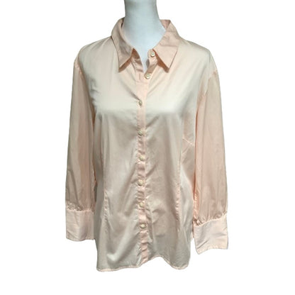 J. Jill Long Sleeve Button Up 14 Stretch Peach Office Preppy Career