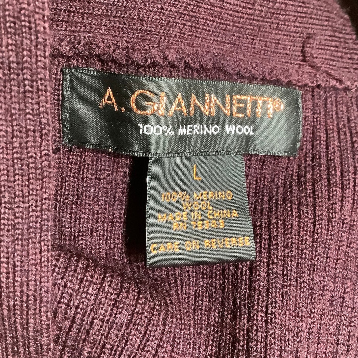 A Giannetti Plum Cardigan Large Boho Cottagecore Retro Tie Button Closure