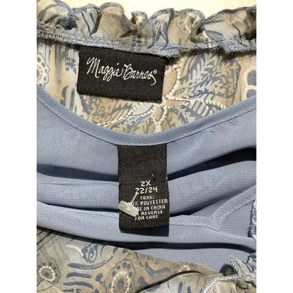 Maggie Barnes Blouse Women’s Size 2X – Boho, Flowy, Mixed Print