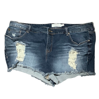 Torrid Size 24 Distressed Cut-Off Shorts with Lace, Grunge, Boho, Casual Style