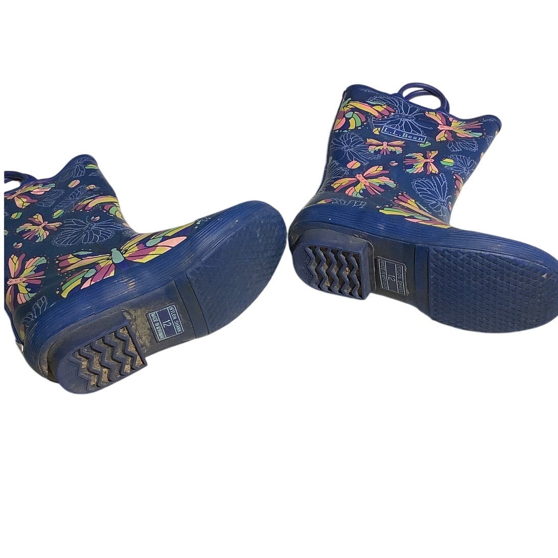 L.L. Bean Kids Rain Boots Size 12 — Blue, Multicolor, Butterfly Print