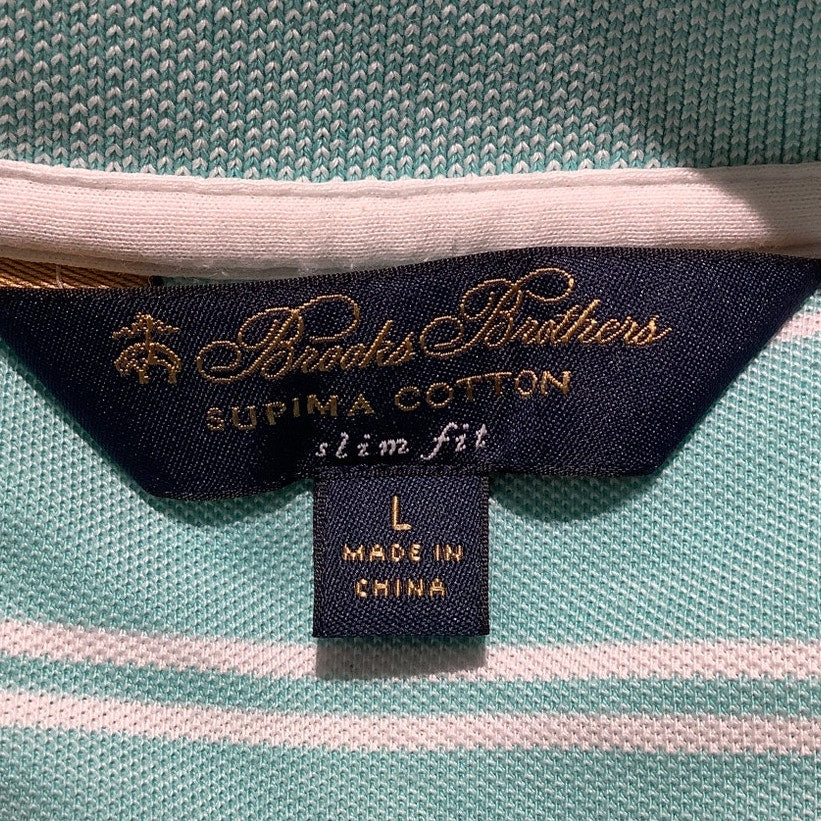 Brooks Brothers Men’s Large Cotton Slim Fit Striped Polo — Preppy, Golf, Coastal