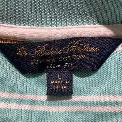 Brooks Brothers Men’s Large Cotton Slim Fit Striped Polo — Preppy, Golf, Coastal