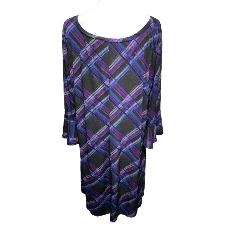 Danillo Boutique Purple Plaid A-Line Dress, Size 3X - Preppy, Retro, Comfortable