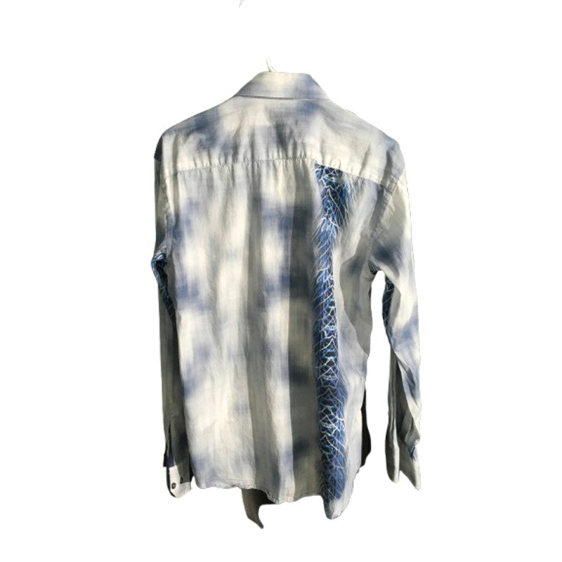 Bugatchi Blue Graphic Dress Shirt Size M - Statement, Modern, Luxe