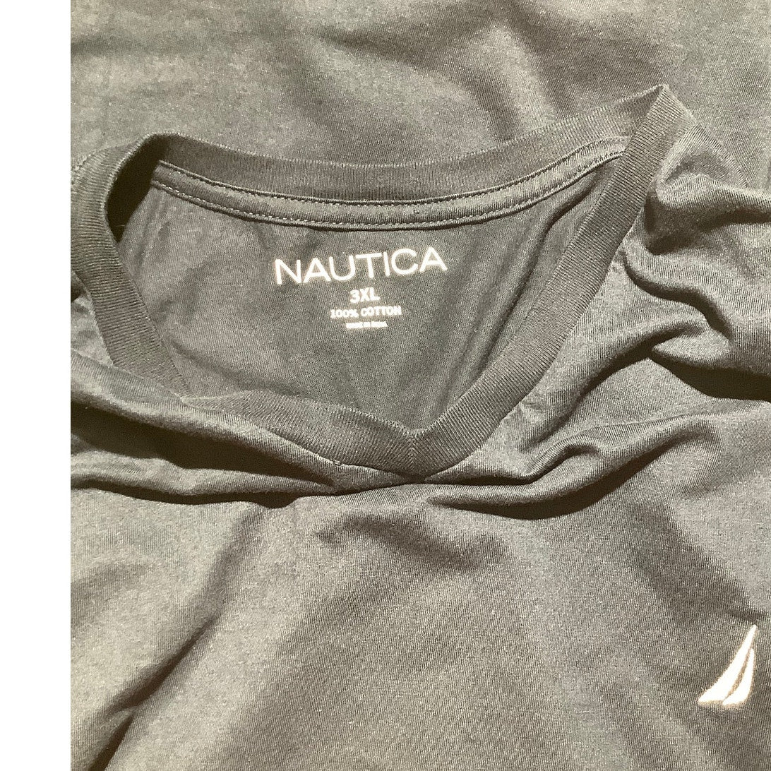 Nautica Navy Blue 100% Cotton V-Neck T-Shirt Men’s 3XL — Classic, Preppy, Casual