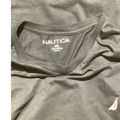 Nautica Navy Blue 100% Cotton V-Neck T-Shirt Men’s 3XL — Classic, Preppy, Casual