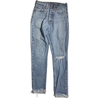 Levi’s 501 Light Wash Jeans Men 24W 30L — Distressed, Slim Fit, Casual