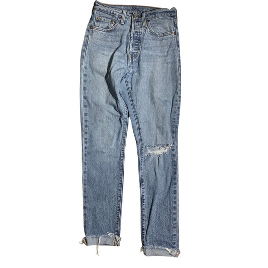 Levi’s 501 Light Wash Jeans Men 24W 30L — Distressed, Slim Fit, Casual
