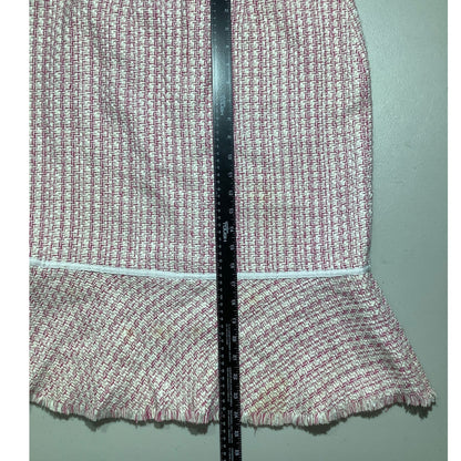Reba Pink White Tweed Skirt Women’s Size 10 — Silk Blend, Ruffle Hem, Feminine