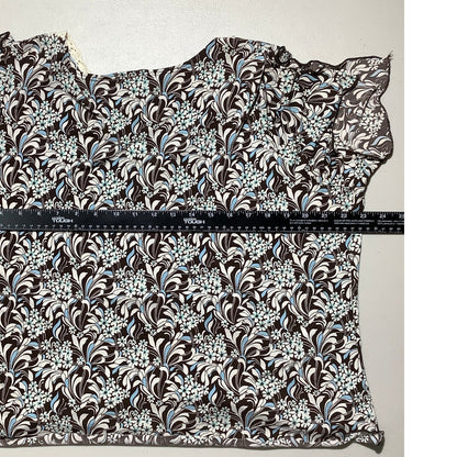 Susan Lawrence Blouse Women’s 2X Brown Cream Blue — Boho, Flowy, Casual