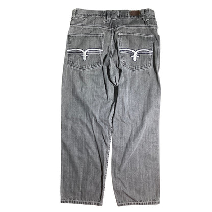 Rock Revival Gray Baggy Jeans Men’s 38W 32L — Streetwear, Relaxed, Y2K