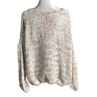 White Birch Confetti Knit Sweater Women Small — Oversized, Cozy, Casual