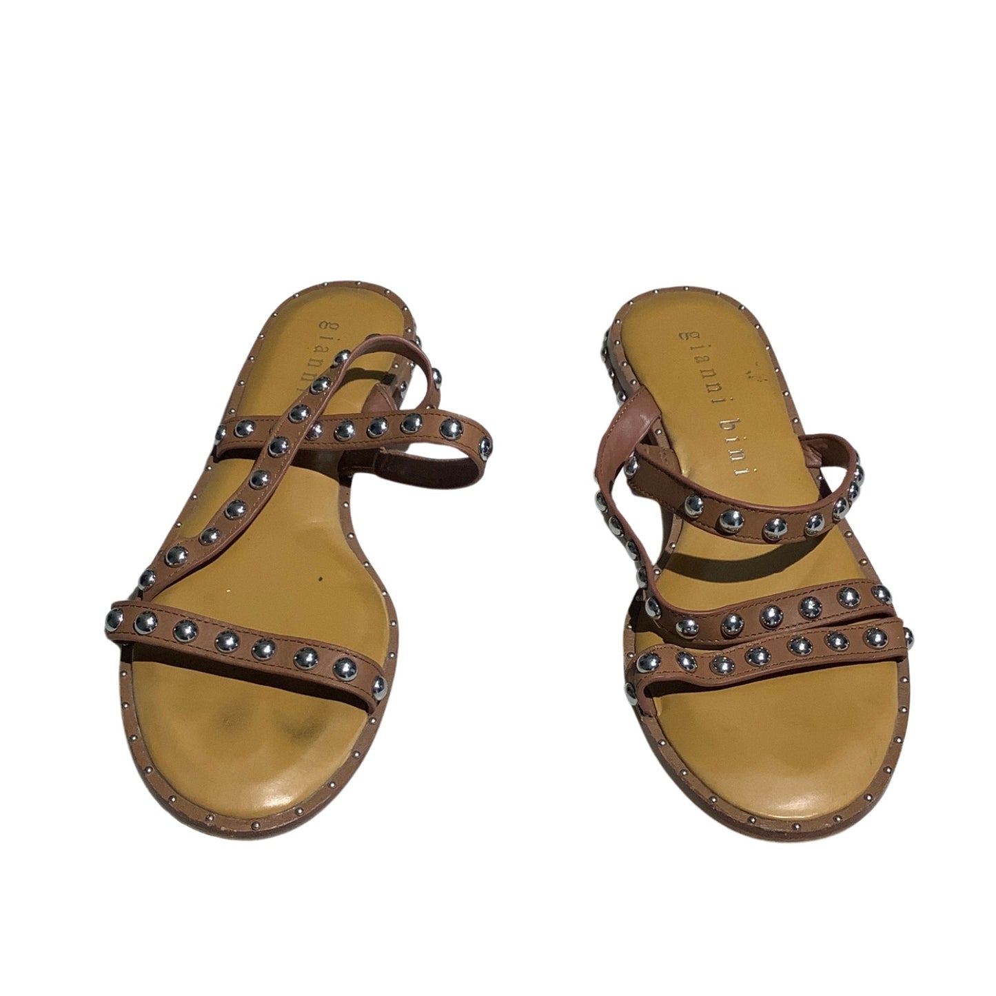 Gianni Bini Brown Studded Leather Sandals Women’s 7M — Strappy, Casual, Boho