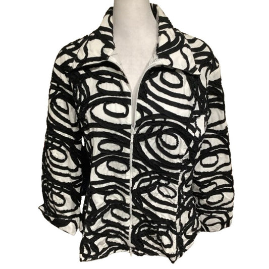 Samuel Dong White & Black Textured Art to Wear Jacket L Artistic, Minimalist