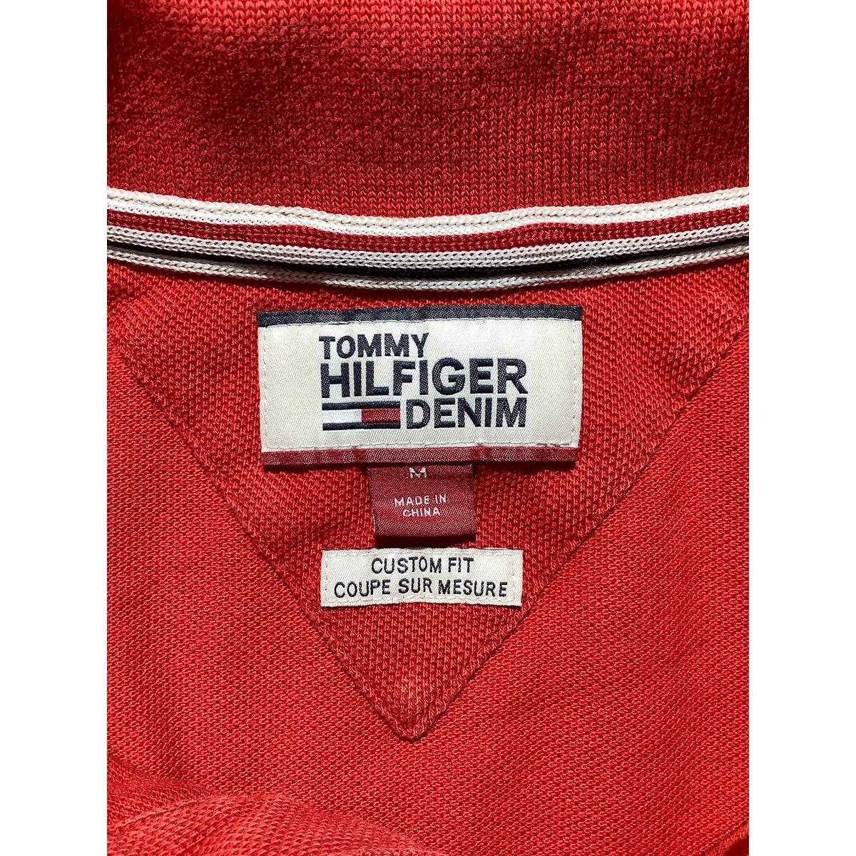 Tommy Hilfiger Men's Medium Red 100% Cotton Custom Fit Polo Shirt