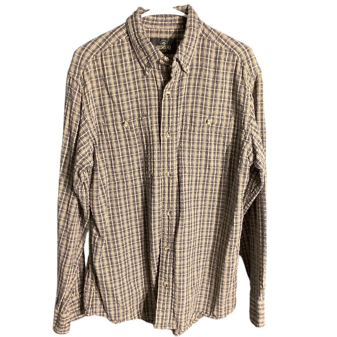 RedHead Men’s Medium Plaid Flannel Shirt — Casual, Outdoor, Workwear