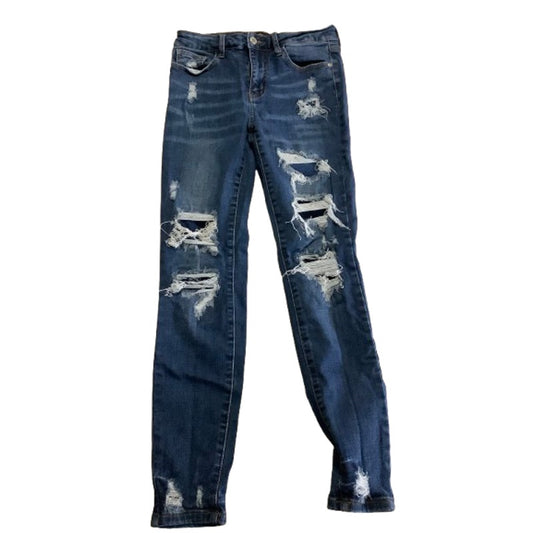 Judy Blue Blue Distressed Skinny Fit Jeans Size 3 / 26 - Grunge, Streetwear, Y2K