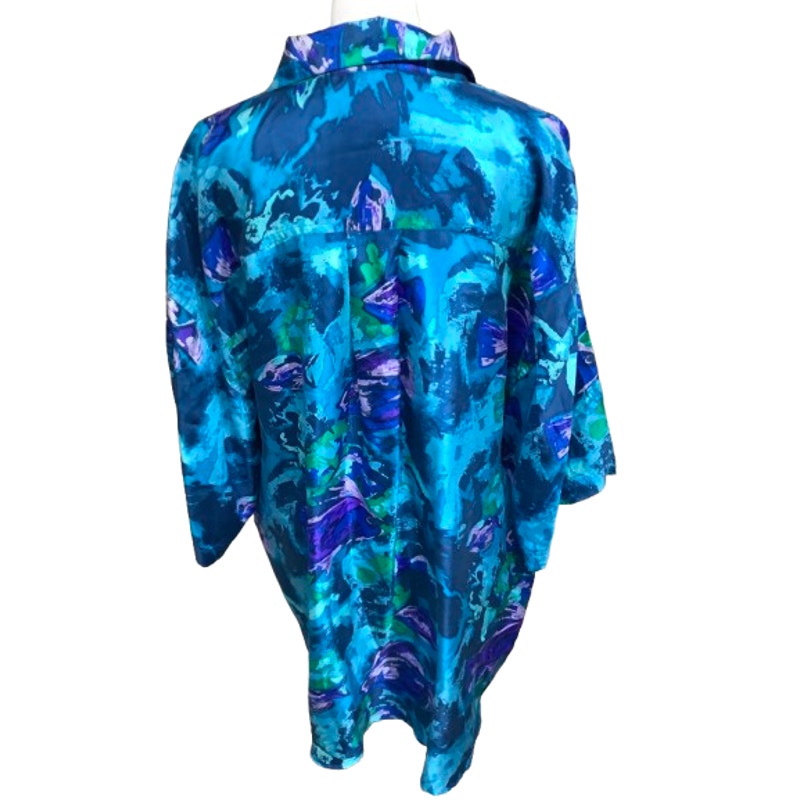 Hilo Hattie XL 100% Silk Multicolor Button-Up Shirt - Tropical, Luxe, Vibrant